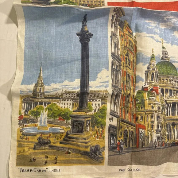 VINTAGE THIS IS LONDON IRISH CABIN LINEN TEA TOWEL SOUVENIR IRELAND - Picture 8 of 11